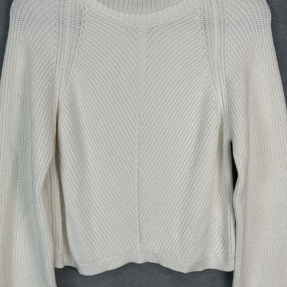 Maeve Anthropologie Sweater Womens Medium Cream Wool Ribbed Neutral Minimalist - Picture 4 of 13